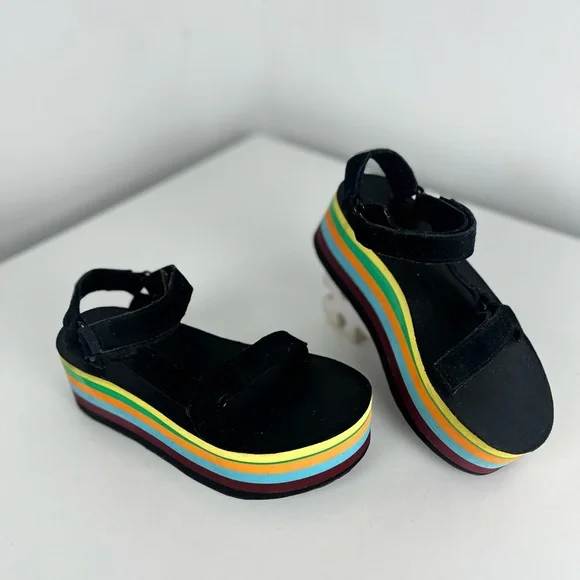 Teva x Opening Ceremony Rainbow Platform Sandals chunky strap festival retro - Picture 2 of 8